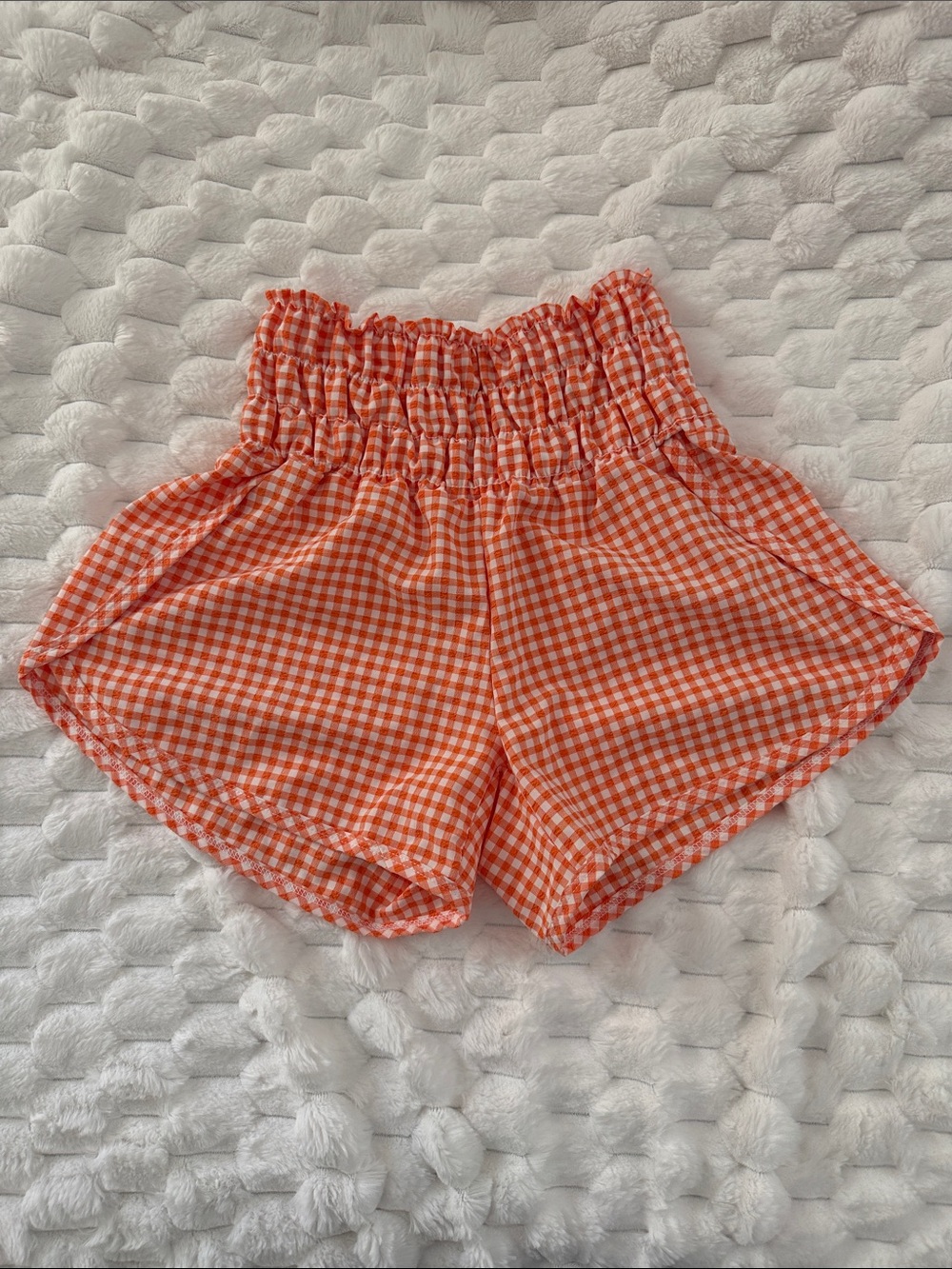 High-Waist Gingham Women’s Shorts in Orange